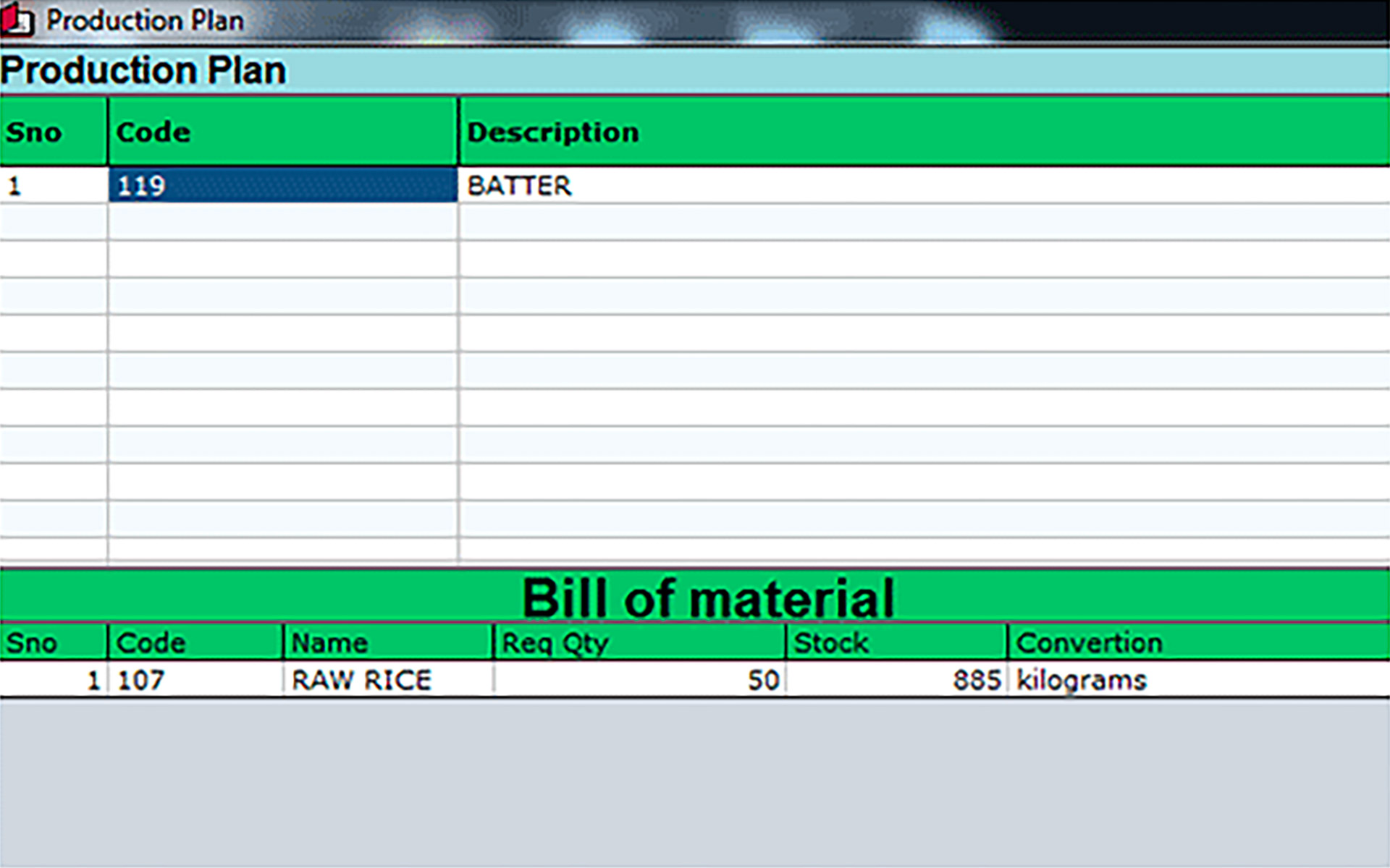 FMCG software with production plan and control