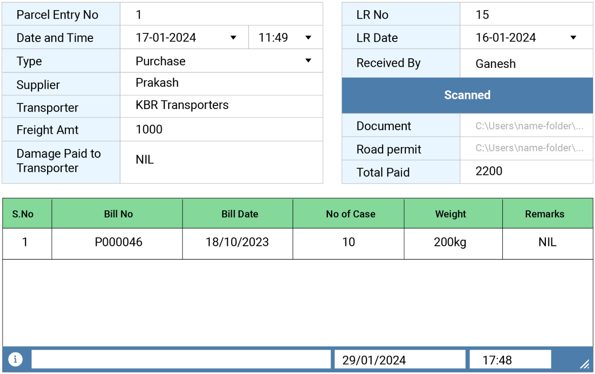 Parcel entry system with distribution warehouse management software