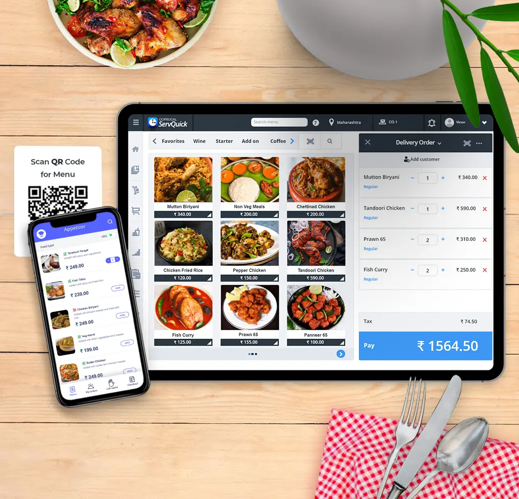 Central Kitchen Management Software Image shows the actual product screen of Gofrugal's restaurant POS's kitchen management software